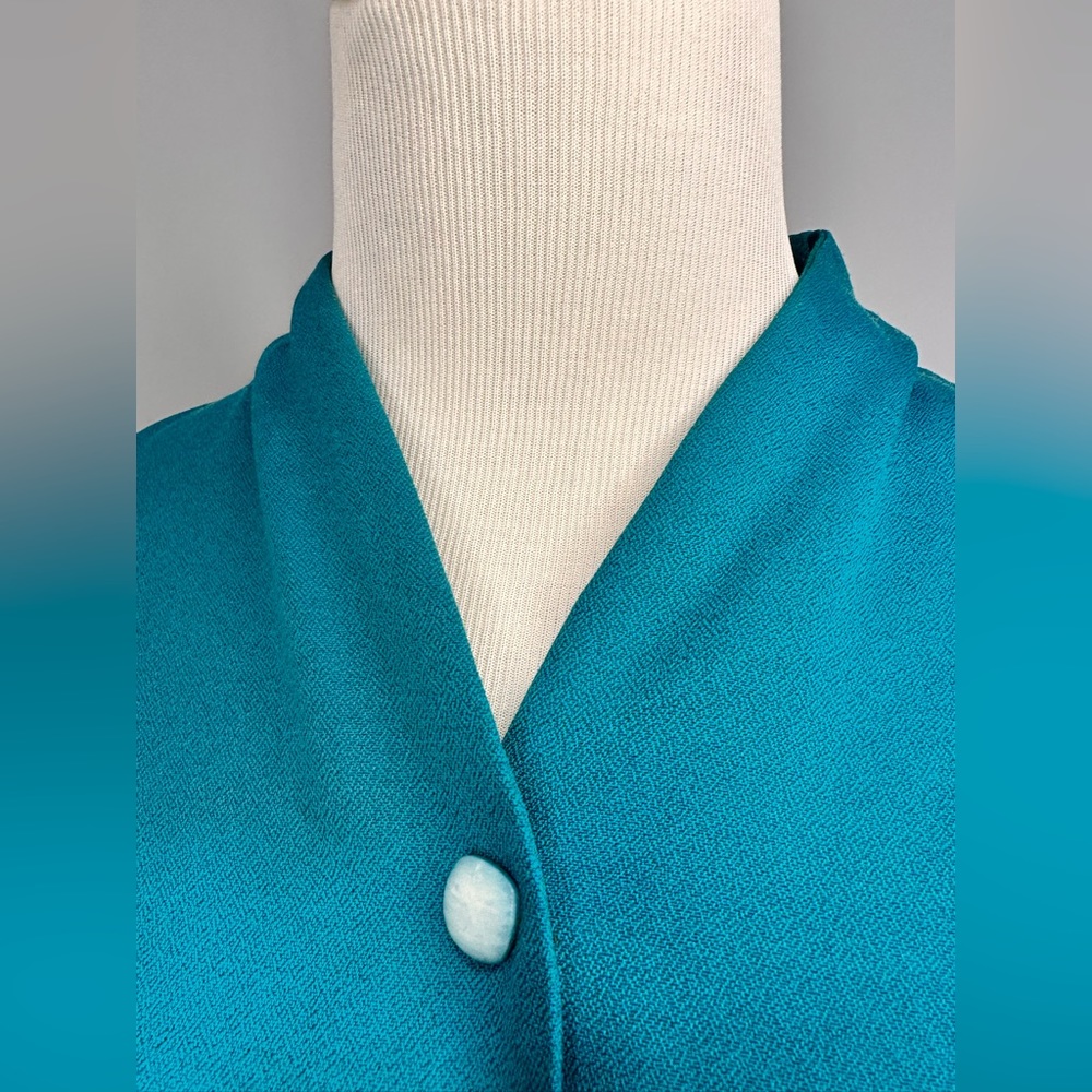 Vintage Teal Belted Midi Dress - Picture 5 of 12